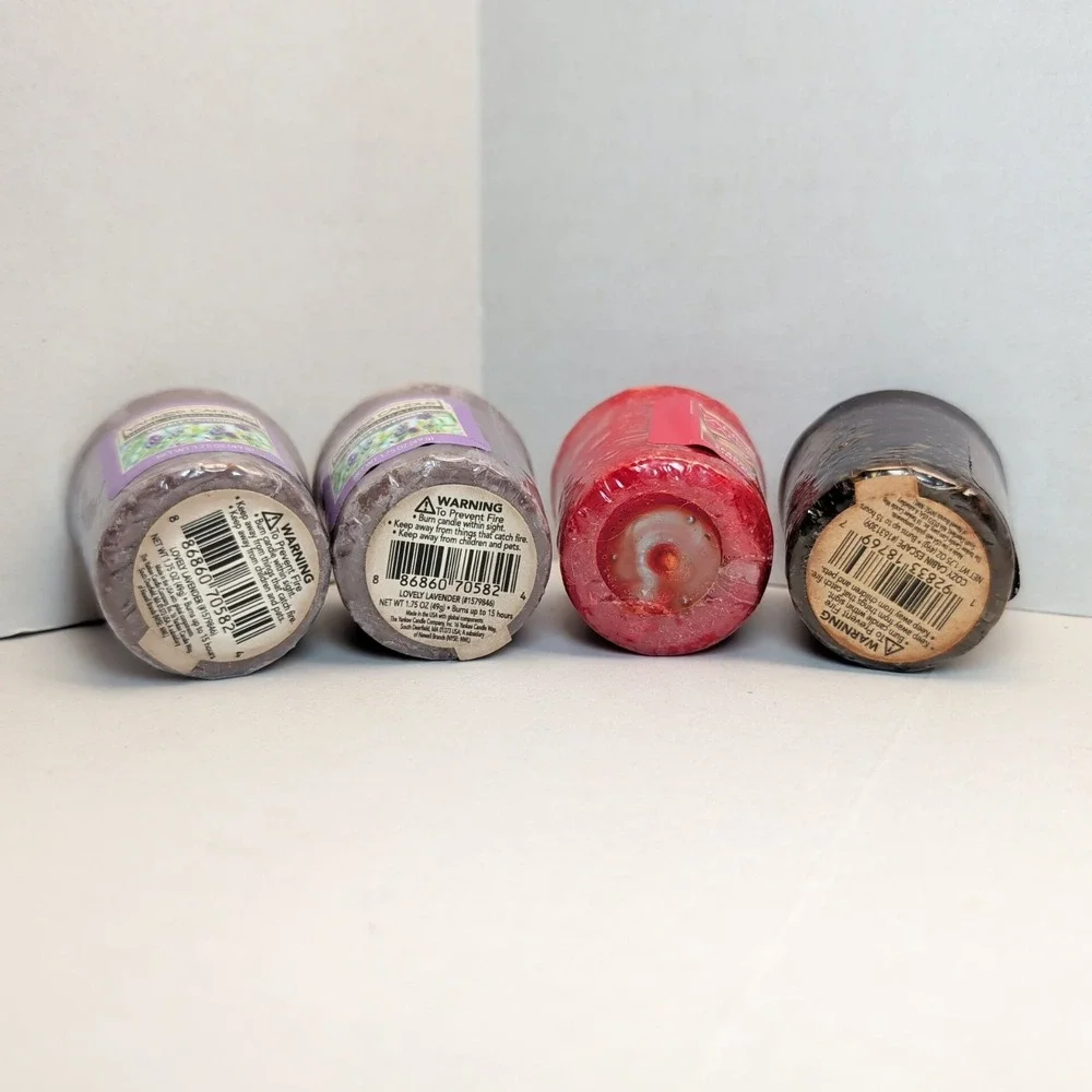 Lot of 4 Yankee Candle Votive 1.75oz Lovely Lavender Cozy Cabin Escape Cinnamon
